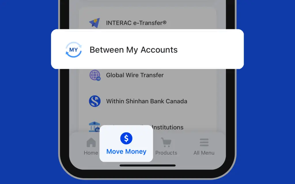 mage of 'Between My Accounts' and 'Move Money'