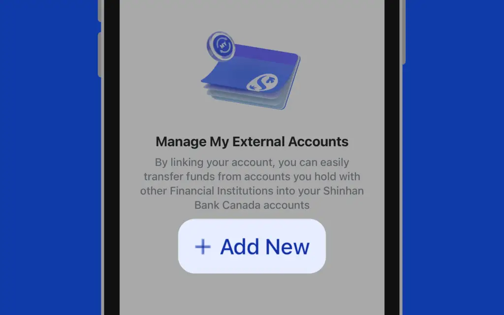 Image of 'Add New' for 'Manage My External Accounts'