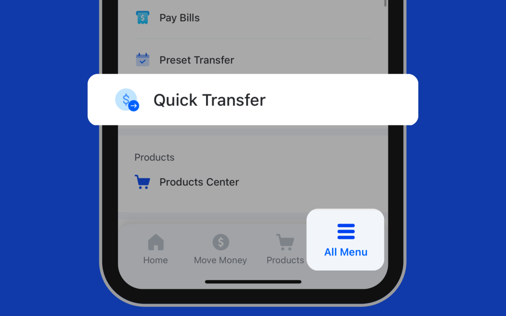 Image of 'All Menu - Quick Transfer'