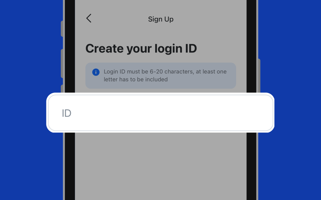 Image of set up page for login ID