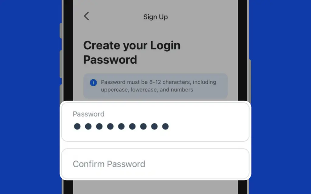 Image of set up for login password