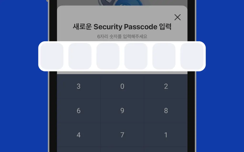 Security Passcode 입력과 재입력 이미지